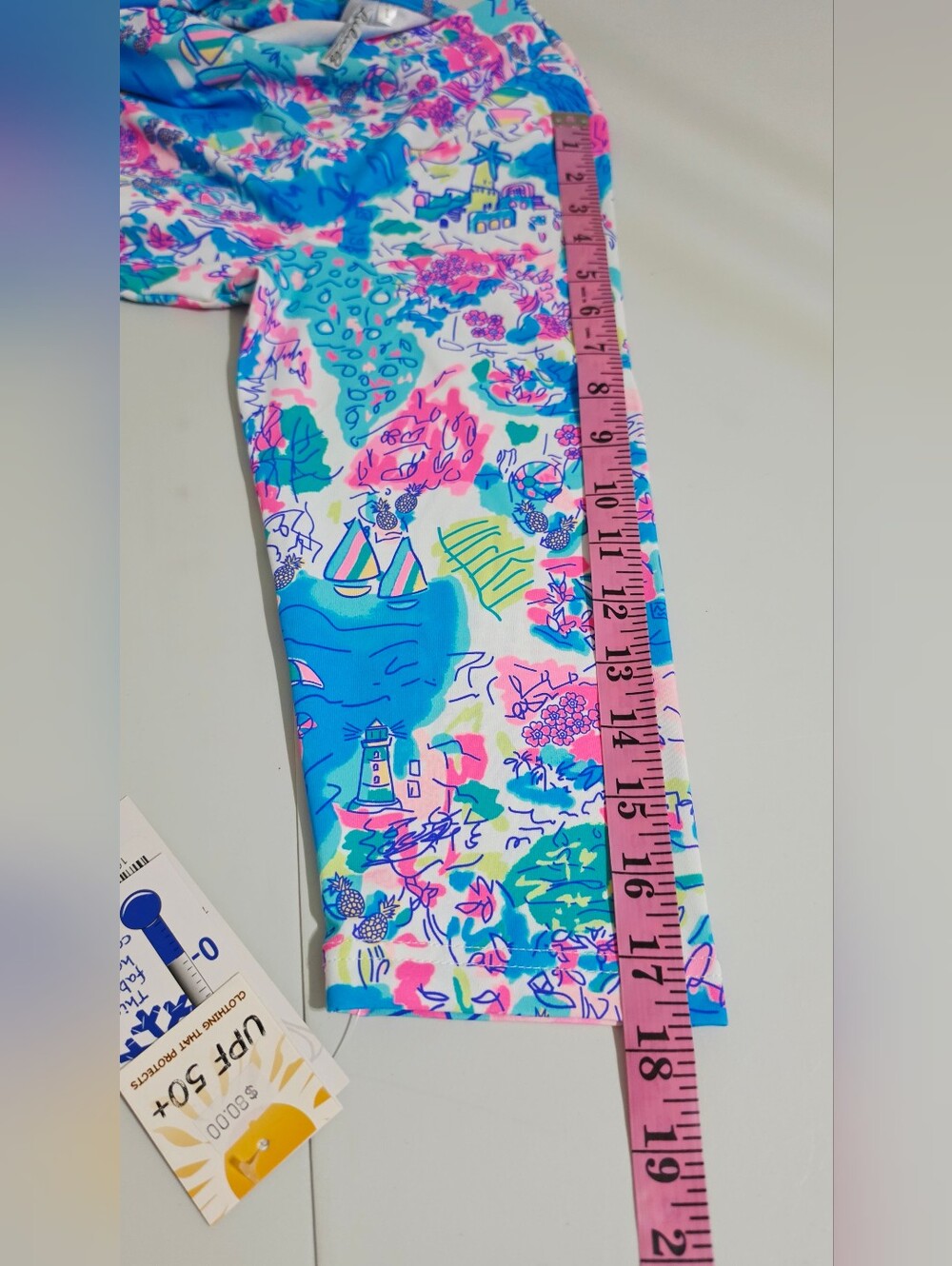 Lulu-B Women Size Large UPF 50+ Cooling Top 3/4 Sleeve V Neck Coastal Print NWT - Picture 14 of 14